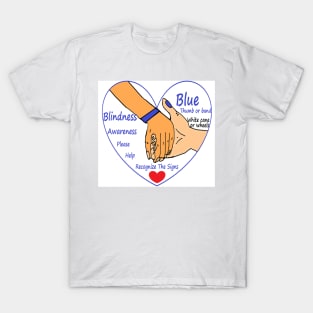 BLINDNESS AWARENESS BLUE THUMB AND BAND INTRO T-Shirt